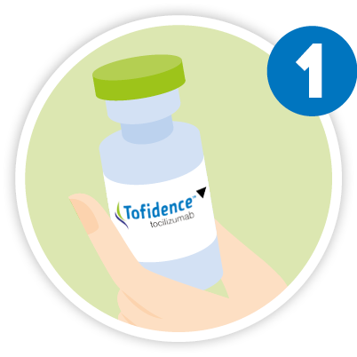 Illustration of held Tofidence vial